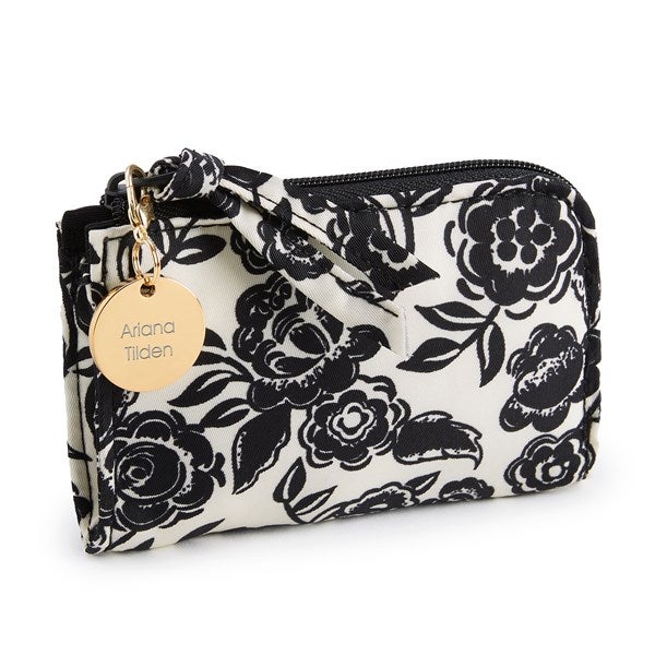 Vera Bradley Zip Card Pouch in Bubbly Flowers Black    - 52178