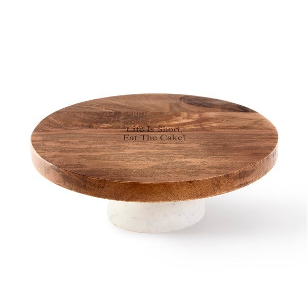 Engraved Reversible Wooden Cake Pedestal and Chip & Dip Server      - 52230