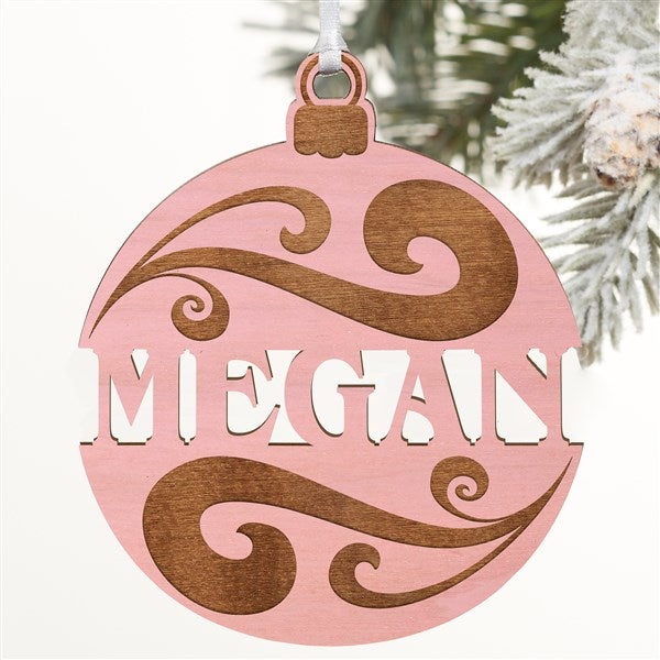 Kittenish Engraved Wood Bulb Ornament   - 52243