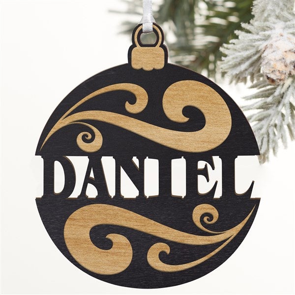 Kittenish Engraved Wood Bulb Ornament   - 52243