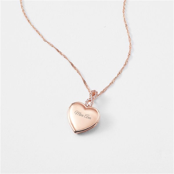 Kittenish Engraved Rose Gold Infinity Bail Heart Locket    - 52313