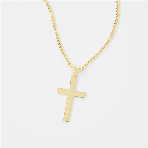 Kittenish Engraved Gold Over Sterling Silver Cross Necklace    - 52317