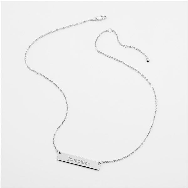 Kittenish Engraved Silver Bar Necklace   - 52330