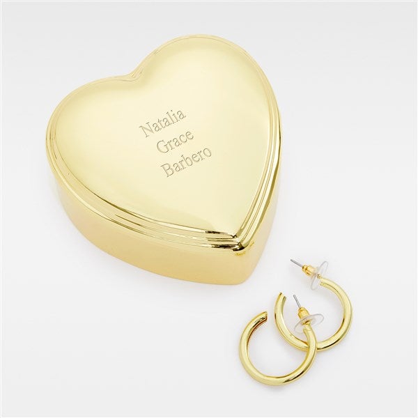 Kittenish Engraved Heart Box and Small Metal Hoop Set    - 52337