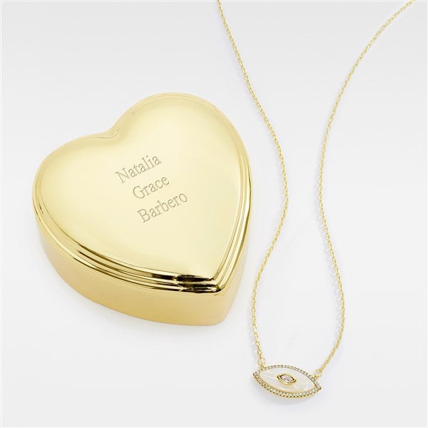 Kittenish Engraved Heart Box and Evil Eye Necklace Set   - 52341