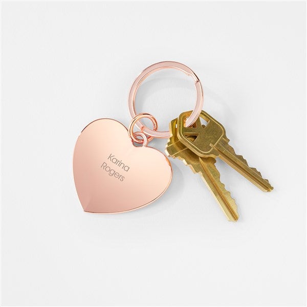 Kittenish Engraved Rose Gold Heart Keychain       - 52343