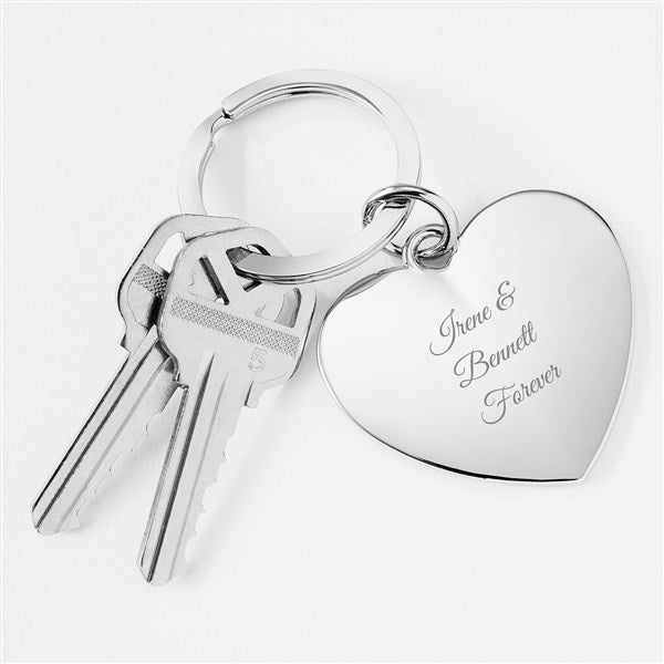 Kittenish Engraved Classic Silver Heart Keychain  - 52344