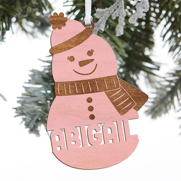 Kittenish Engraved Wood Snowman Ornament  - 52559