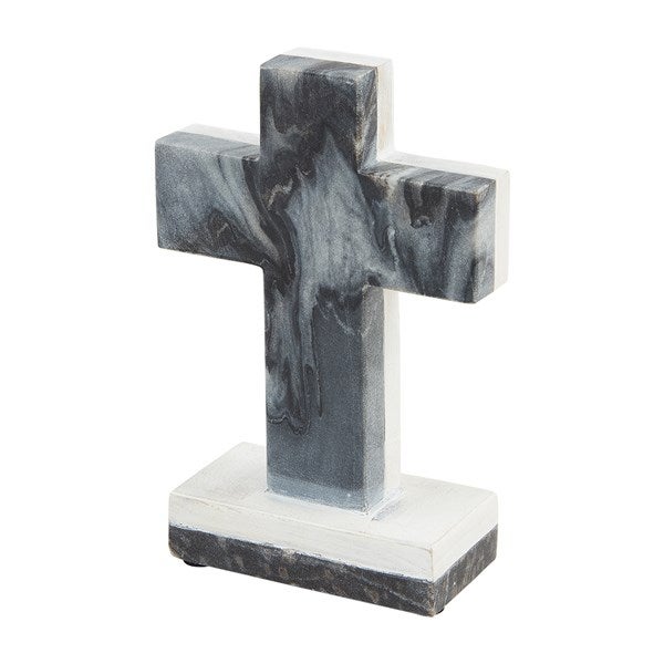 Gray Marble and Wood Cross    - 52585