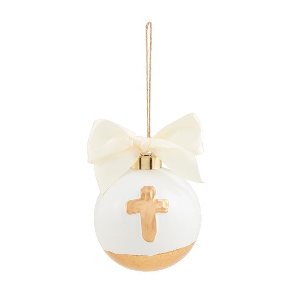 Gold Cross Hand-Painted Ball Ornament  - 52715