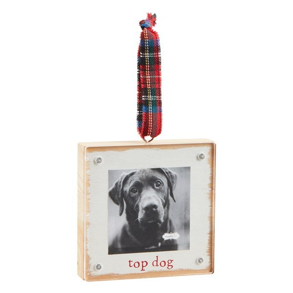 Top Dog Wood Frame Ornament    - 52720