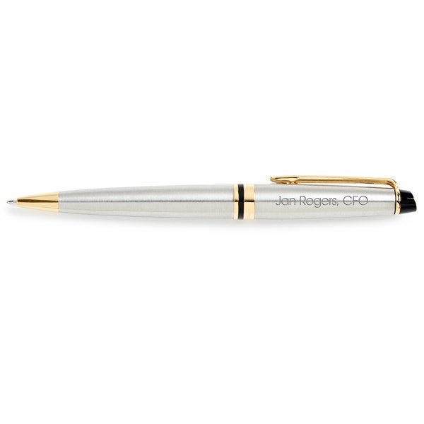 Engraved Waterman Expert 3 Stainless and Gold Ballpoint Pen   - 52844