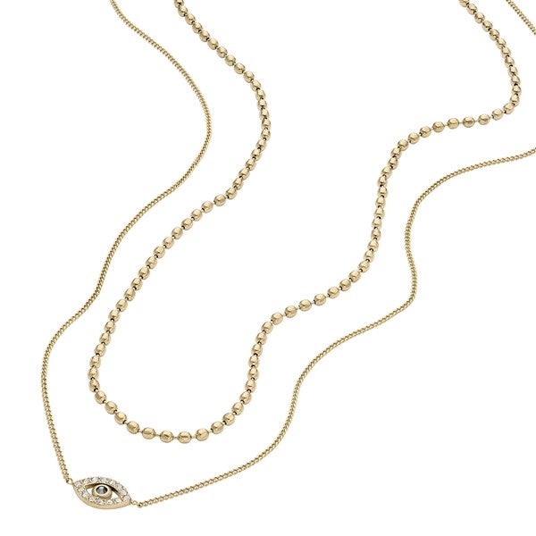 Fossil Sutton Gold Evil Eye Double Necklace   - 52894