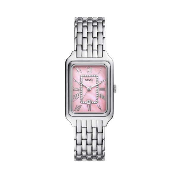 Engraved Fossil Raquel Silver and Pink Watch - 26MM     - 52943