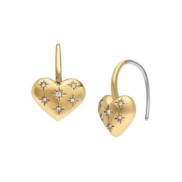 Fossil Gold Heart Pull Through Earring Set  - 52950