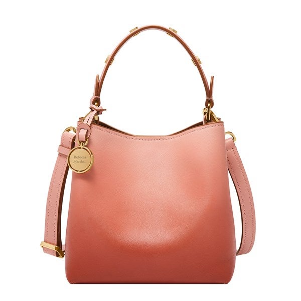 Engraved Fossil Jessie Faded Red Leather Small Bucket Bag   - 52953