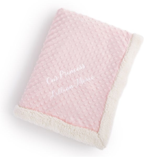 Embroidered Pink Sherpa Baby Blanket   - 53026