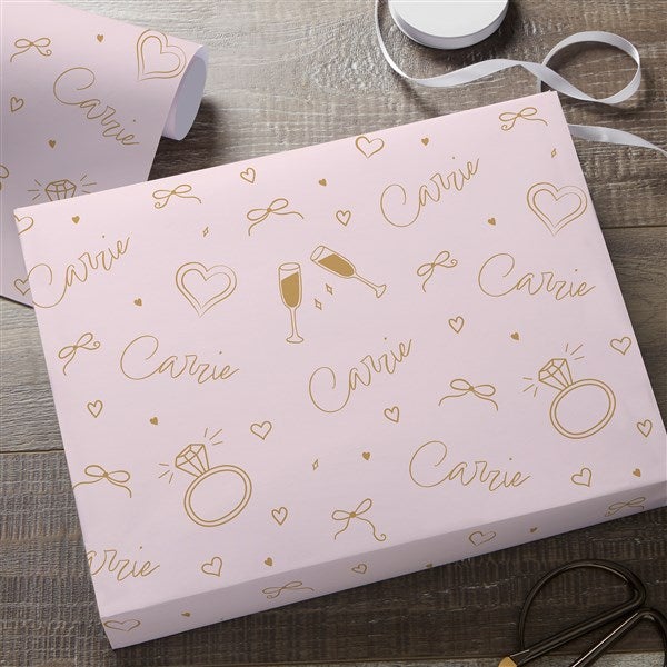 Kittenish Bridal Personalized Wrapping Paper with Name   - 53341