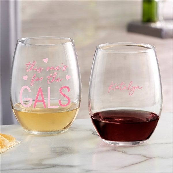 Kittenish For The Gals Personalized Wine Glass Collection   - 53426