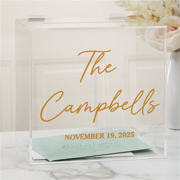 Kittenish Elegant Last Name Personalized Wedding Acrylic Card Box  - 53443