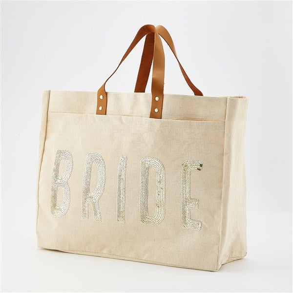 Kittenish Bride Canvas & Gold Sequins Tote Bag   - 53461