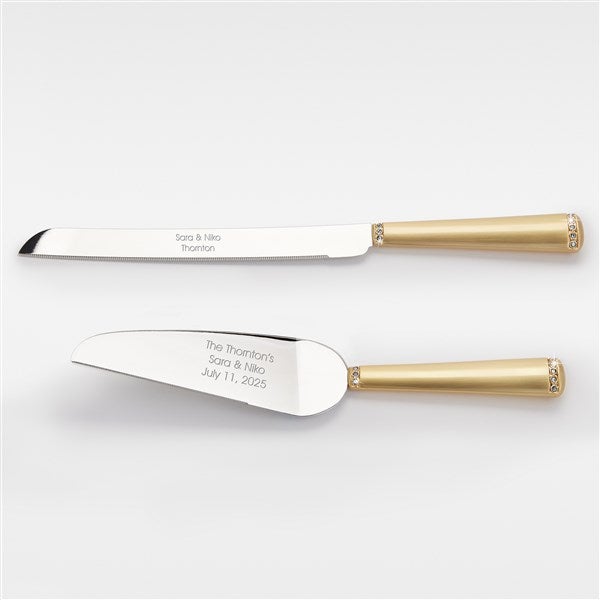 Kittenish Engraved Gold Princess Wedding Cake Server Set   - 53475