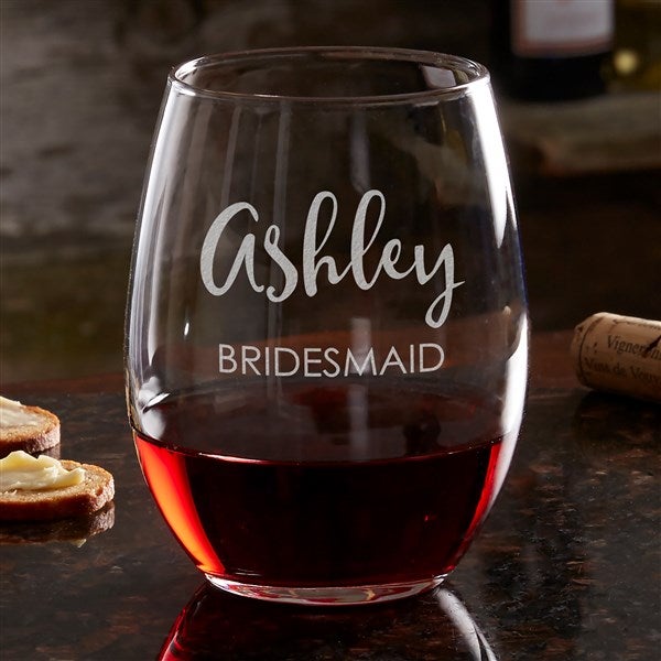 Kittenish Bridal Party Etched Wine Glass Collection     - 53489