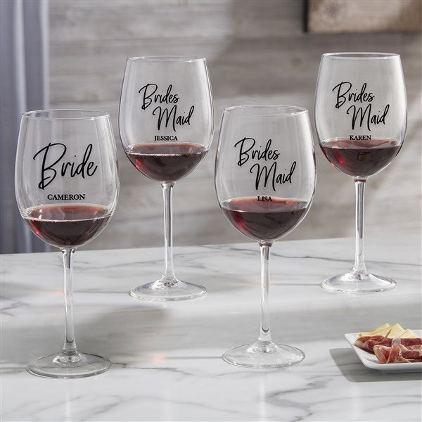 Kittenish Wedding Party Personalized Wine Glass Collection  - 53491