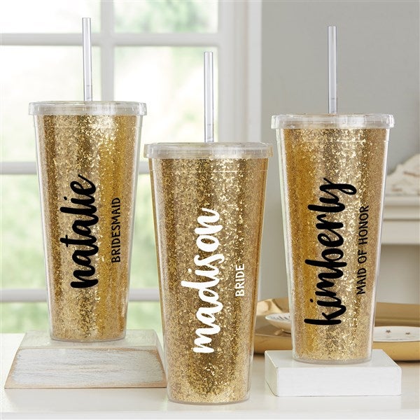 Kittenish Gold Sparkle Bridal Party Tumbler      - 53500