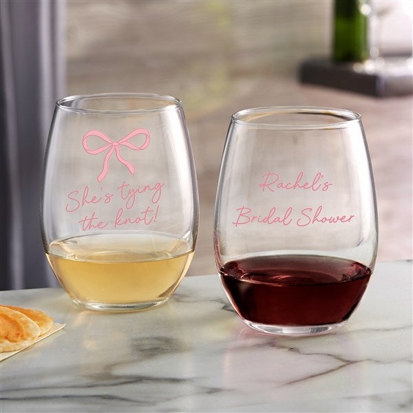 Kittenish Tie The Knot Personalized Wine Glass Collection  - 53540