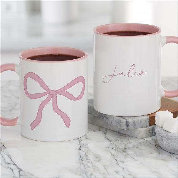 Kittenish Personalized Pink Bow Coffee Mugs   - 53548