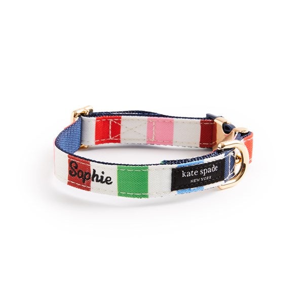 Embroidered Kate Spade Adventure Stripe Collar - Small/Medium - 54176