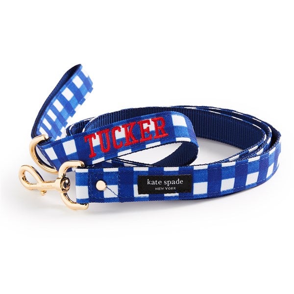 Embroidered Kate Spade Blue Gingham Leash - Medium/Large - 54178