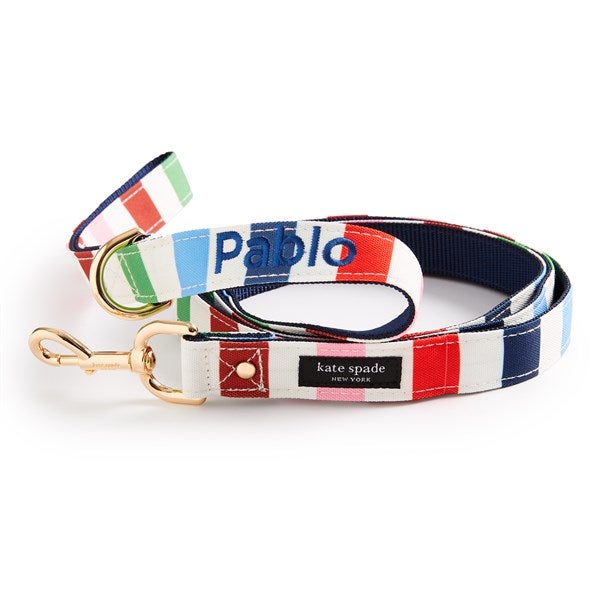 Embroidered Kate Spade Adventure Stripe Leash - Medium/Large  - 54179