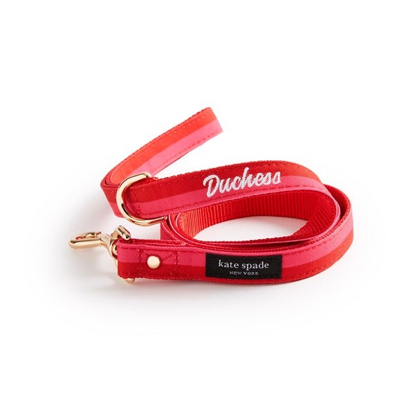 Embroidered Kate Spade Red & Pink Colorblock Leash -Small/Medium     - 54183