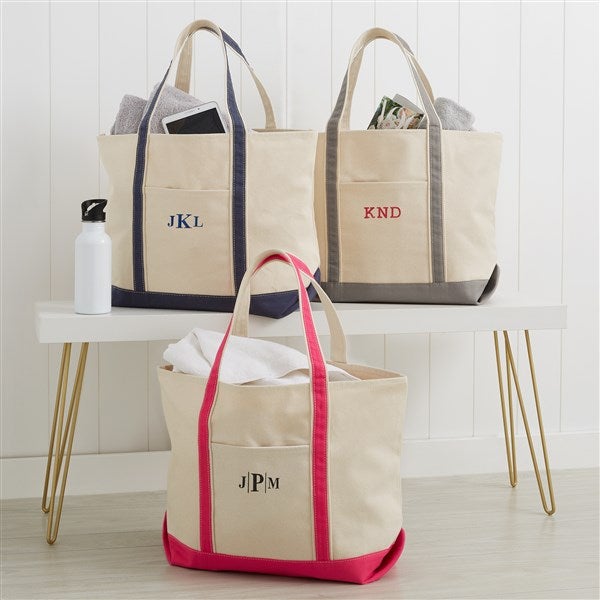 Monogrammed Canvas Tote Bags - Weekend Getaway