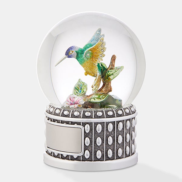 Hummingbird Jeweled Engraved Snow Globe