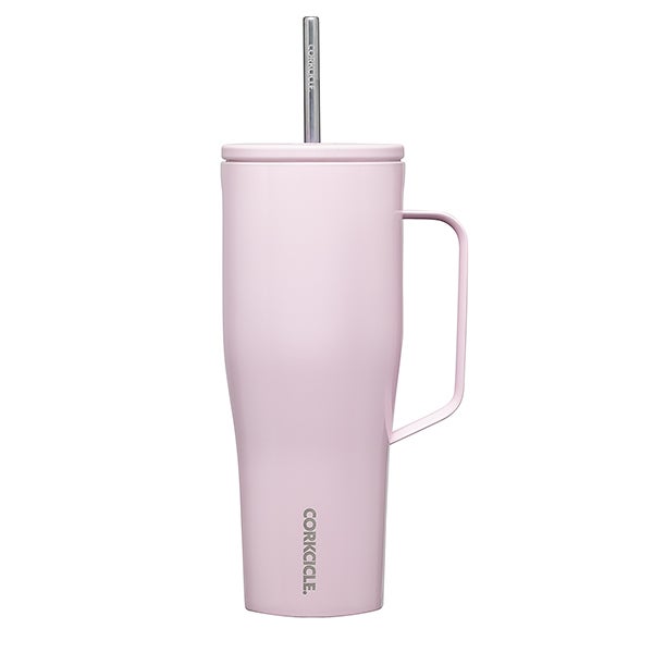 Engraved Corkcicle 30oz Cold Cup with Handle in Powder Pink