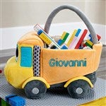 26154 - Construction Truck Embroidered Plush Toy Storage Basket